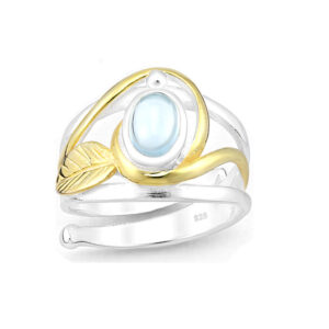 Silver & Blue Topaz plated with 18K Yellow Gold Ring